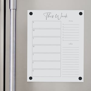 Personalized Dry Erase Weekly Fridge Calendar with 2 Custom Sections | Reusable Meal Planner, Family Schedule with Magnetic Hardware