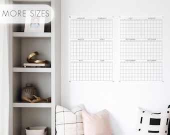 Two 6-Month Calendars Dry Erase Yearly Planner for Office or Home | Large Reusable Yearly Wall Calendar Command Center on Clear Acrylic