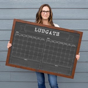 double calendar 36 x 24 horizontal / dry erase calendar / chalkboard style calendar #3623