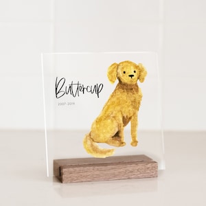 Watercolor Dog Decor Gift Personalized on Acrylic Wood Stand Memorial Pet Loss Sympathy Gift Remembrance Dog Lovers Home Decor for Desk image 3