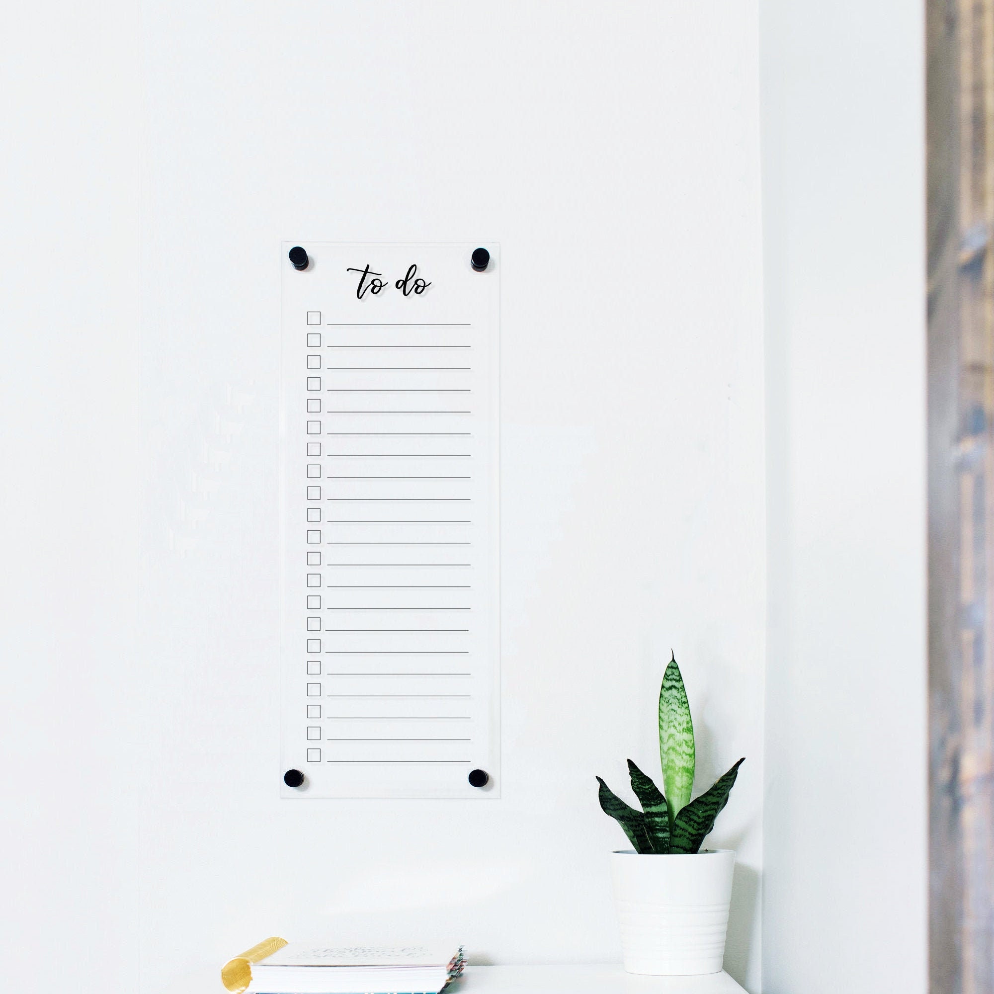 Effacement à Sec Acrylique Liste de Tâches | Contrôle Personnalisée 2 Tailles Disponibles 9x23 & 14x