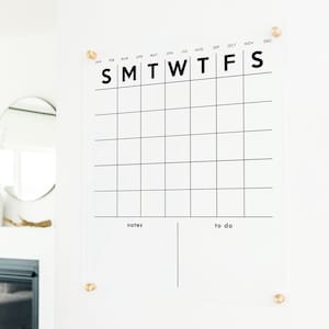 Acrylic Calendar Gold or Black Minimalist Dry Erase, Gold Calendar for Wall, Modern Large Calendar , 2025 Reusable Monthly Wall Calendar