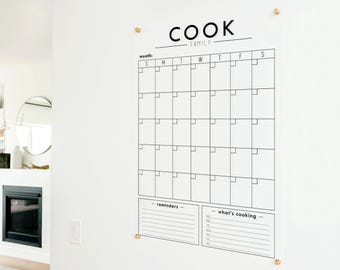 Acrylic Calendar Personalized with Last Name and Box Titles, 2025 Wall Calendar, Dry Erase Calendar | Vertical Clear Acrylic Calendar