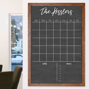 Large Chalkboard Dry-Erase Wall Calendar | Magnetic Calendar option | Custom Family Chalkboard Calendar for Home or Housewarming Gift