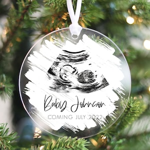 Ultraschall Ornament, Schwangerschaftansage Geschenk für Großeltern, Baby Reveal Weihnachtsverzierung, Baby Scan Kugel, Gender Reveal Ornament