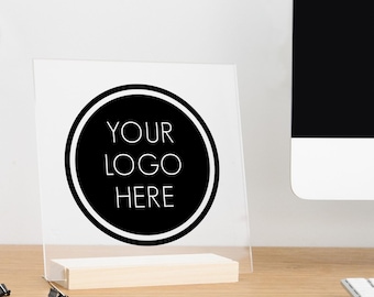 Reception Desk Sign, Custom Business Logo on Acrylic, Office Storefront Sign, Desk Logo Sign, Square Sign With Custom Logo,Office Table Sign