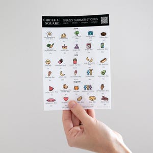 Reusable Summer Holiday Stickers | Fun Calendar & Planner Static Cling Stickies for June, July, August | Seasonal Decorative Label Set