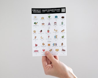 Reusable Summer Holiday Stickers | Fun Calendar & Planner Static Cling Stickies for June, July, August | Seasonal Decorative Label Set