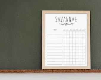 Personalisierte Chore Chart für Kinder | Dry Erase 11x14 gerahmt | Magnetoption