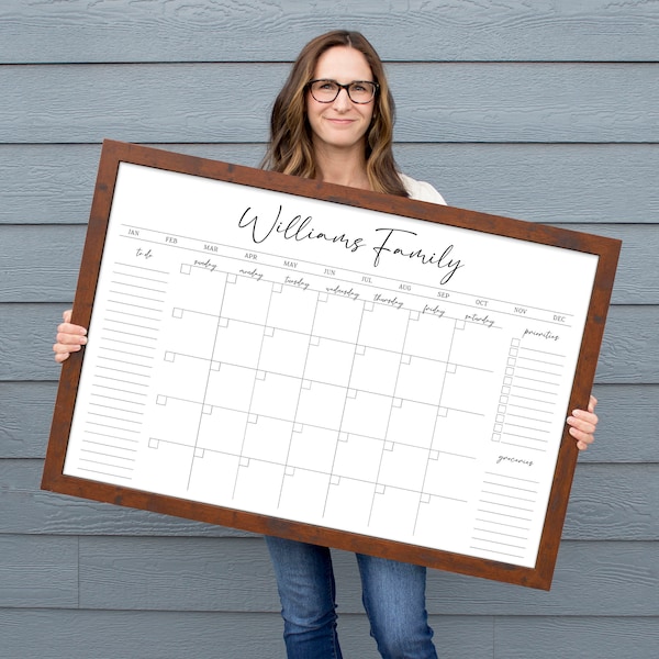 Personalized Dry Erase Wall Calendar with Custom To do list and Notes Organization Sections | Large Whiteboard Calendar