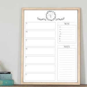 Whiteboard calendar , dry erase calendar , whiteboard weekly layout , monogram gift  #1872