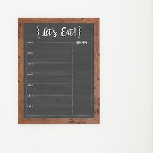 Meal Planner | Framed Weekly Menu Board | Dry Erase Wall Hanging Menu | #1859 | Perkins