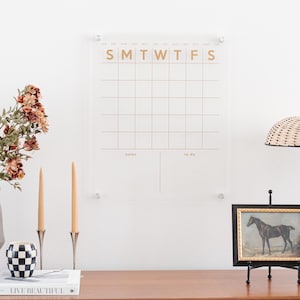 2025 Calendar, Gold Acrylic Calendar 2025, Large Reusable Wall Calendar, Vertical Family Calendar, Dry Erase Calendar for Home or Office
