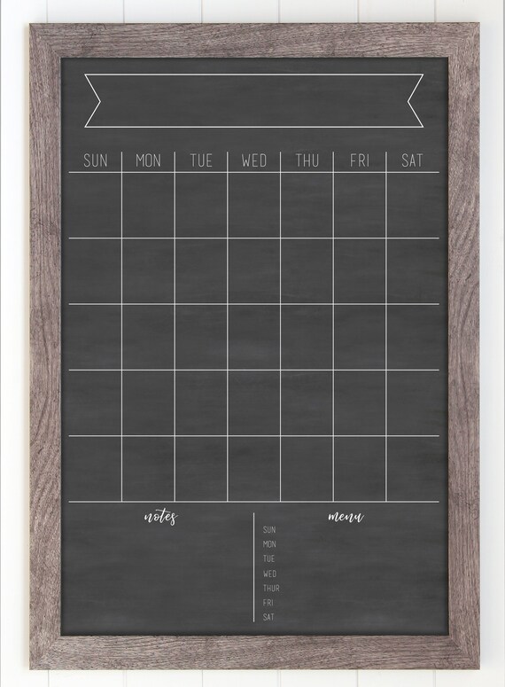 Large Minimalist Dry Erase Chalkboard Calendar 36126 Etsy