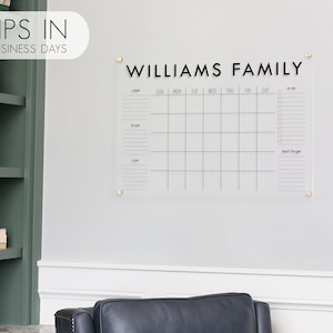 Personalized Acrylic Family Planner | Acrylic Monthly Family Calendar for Wall | 2025 Wall Calendar Personalized Dry Erase Board