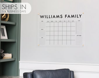 Personalized Acrylic Family Planner | Acrylic Monthly Family Calendar for Wall | 2022 Wall Calendar Personalized Dry Erase Board