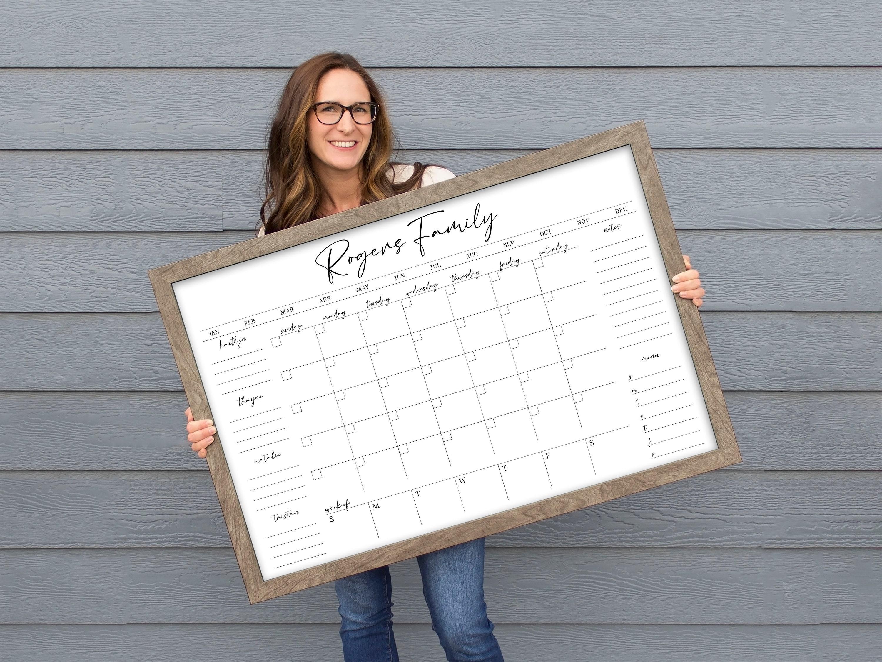 Framed Calendar For Wall, Monthly Calendar with Weekly View and 6 Custom Sections, Dry Erase Command Center,Personalized Back to School Gift