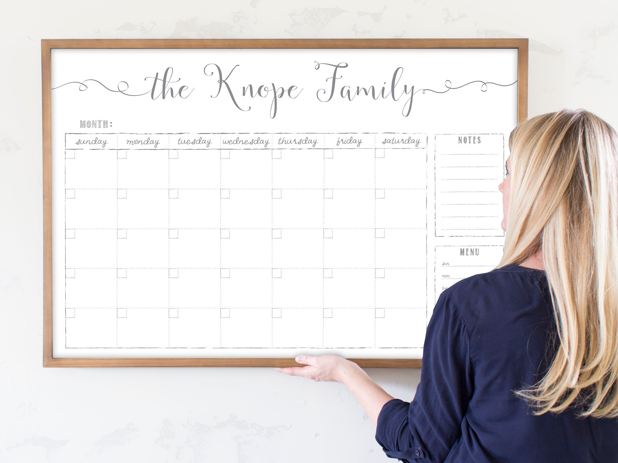 large-whiteboard-calendar-24x36-dry-erase-reusable-framed-etsy