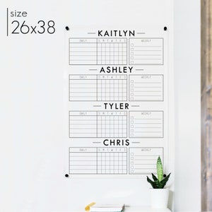 Large Chore Board Acrylic Chore Chart Chore Chart for Kids 4 Child Chore Chart Madi Style 26" x 38" inches