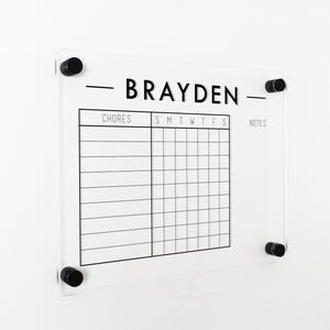 Clear Acrylic Chore Chart | Size 11x14 | Personalized Chore Chart