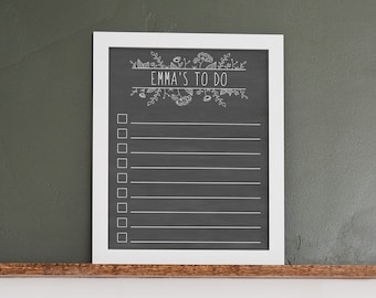 11x14 Framed To do Checklist | Chalkboard Style | dry erase board | to do list for wall | framed to do list