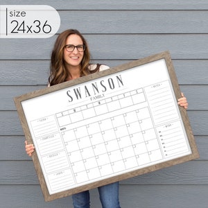 Personalized Whiteboard Command Center, Weekly and Monthly Calendar Combo, Calendar, Family Center Calendar 3694 barnwood