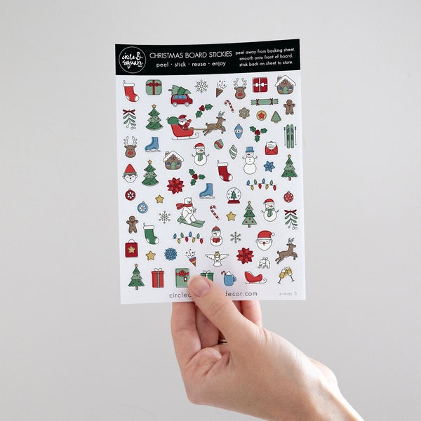 Christmas Stickies, Dry-erase Calendar Holiday Stickers for Christmas | Reusable Calendar Stickers for Acrylic Calendars