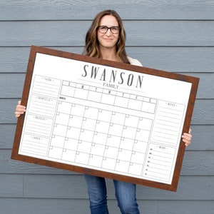 Personalized Whiteboard Command Center, Weekly and Monthly Calendar Combo, Calendar, Family Center Calendar 3694 walnut