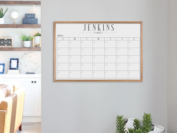 Large Wall Calendar, 24x36 Dry Erase Reusable Framed Calendar