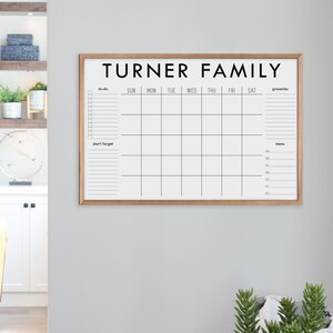Framed Dry Erase Monthly Planner, Personalized Family Wall Calendar | Minimalist Custom Monthly Calendar Office, Kitchen or Home Decor