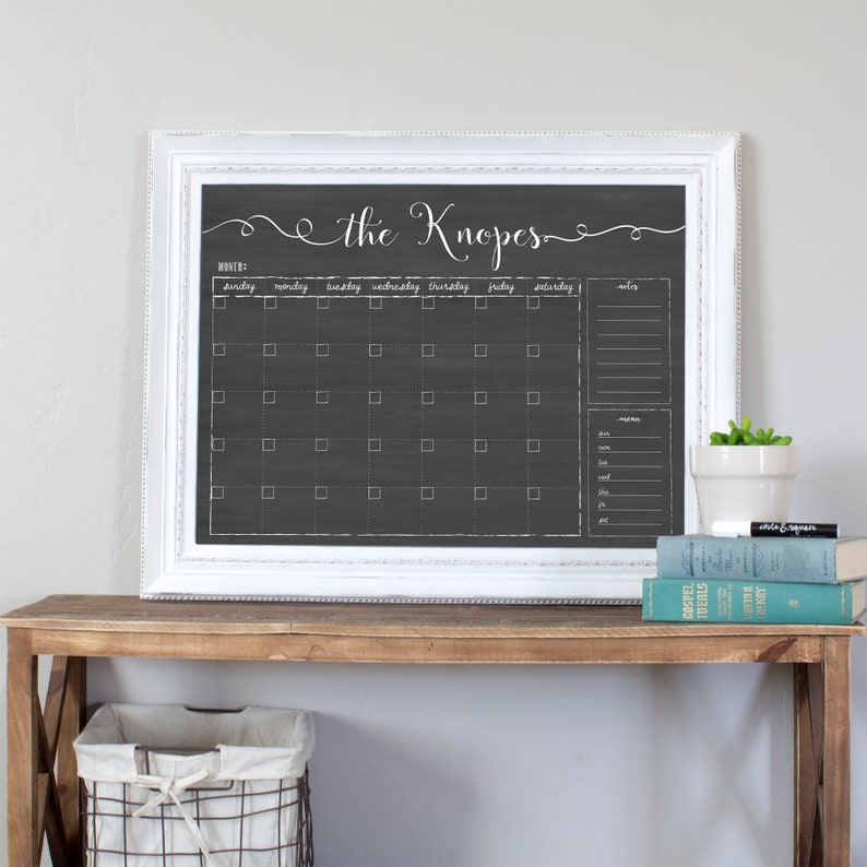 Personalized Dry Erase Chalkboard Calendar Small OR Large Etsy