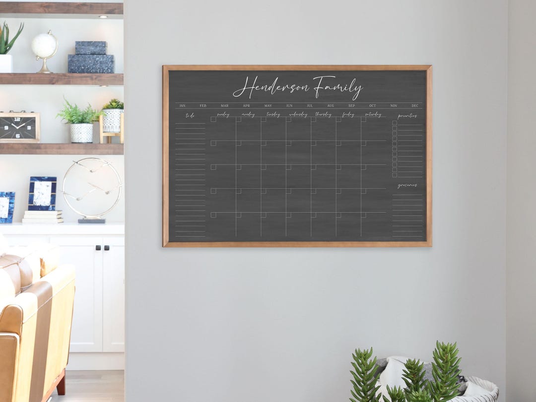 Framed Calendar With Personalized Title and Side Sections, Chalkboard ...