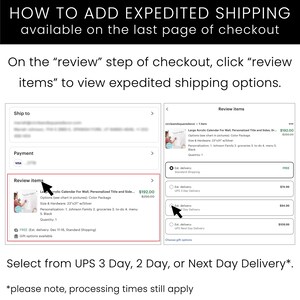 The image is a screenshot of a website's checkout page, where the instructions are displayed for adding expedited shipping available on the last page of checkout.