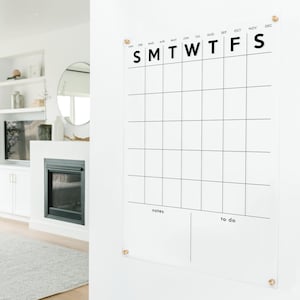 Minimalist Acrylic Wall Calendar, Monthly Dry Erase Family Command Center