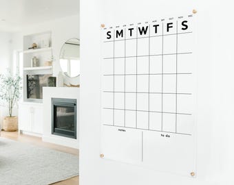 Minimalist Acrylic Wall Calendar, Monthly Dry Erase Family Command Center