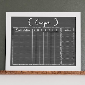 Child Job Chart, Dry Erase 11x14 framed task chart, Kid Chore Chart,  Contribution Chart, Command Center, Children Chore Chart #1102