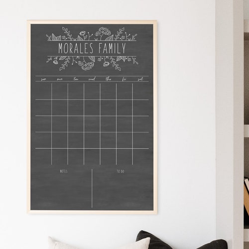 Personalized Calendar Dry Erase Custom Chalkboard Calendar Etsy