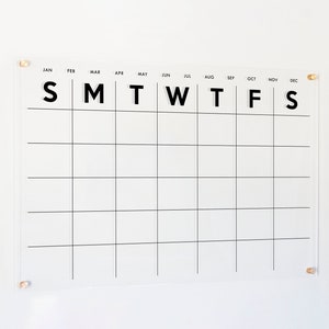 Dry Erase Acrylic Monthly Calendar, 2025 Minimalist Design, Horizontal -  #XX18/XX38
