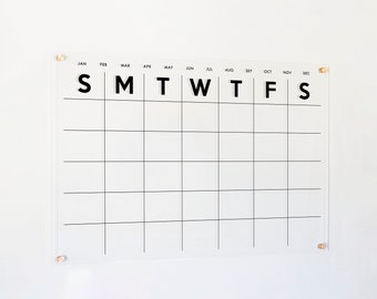 Dry Erase Acrylic Monthly Calendar, 2022 Minimalist Design, Horizontal -  #XX18/XX38