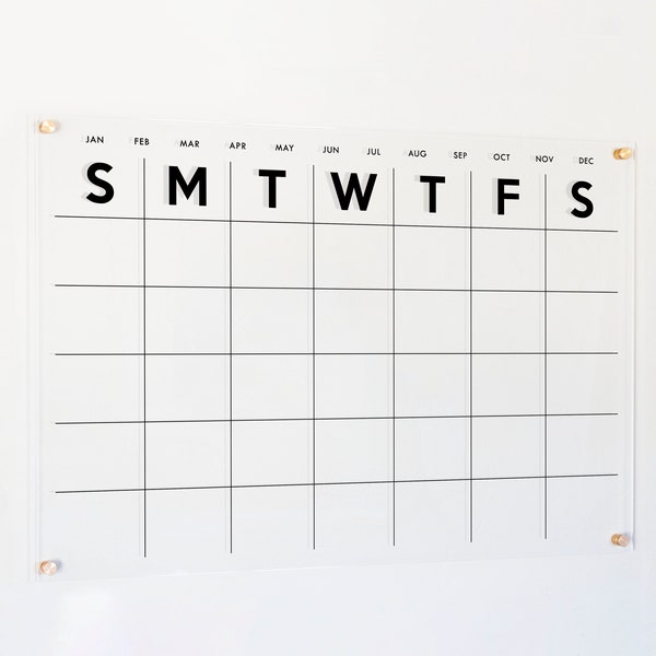 Dry Erase Acrylic Monthly Calendar, 2022 Minimalist Design, Horizontal -  #XX18/XX38