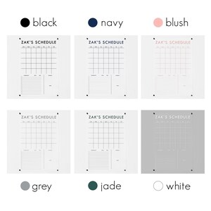 Black, navy, blush, grey, jade, white are the various design color options.