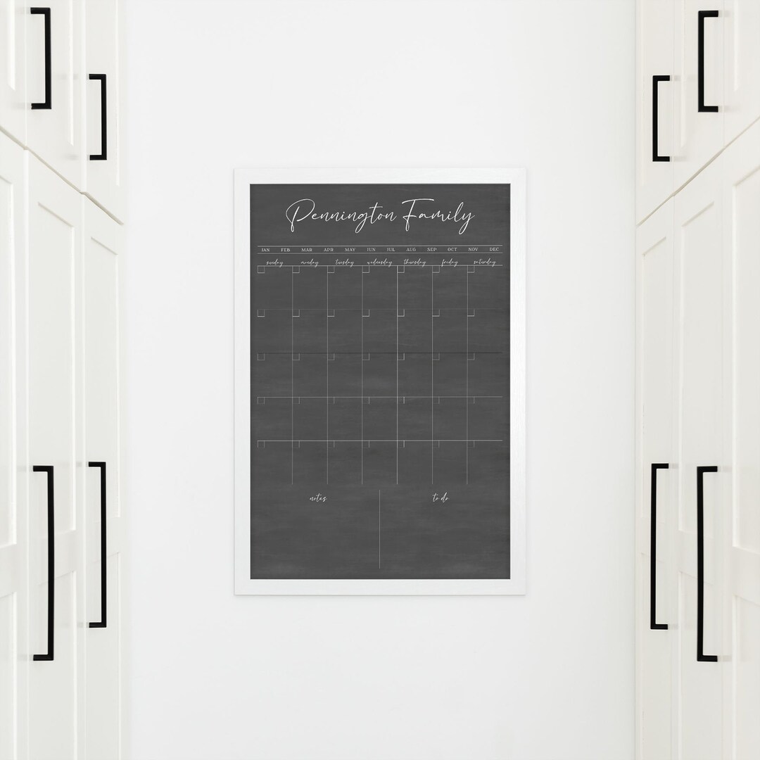 Framed Family Wall Calendar Personalized & Framed Minimalist Etsy