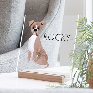 Watercolor Dog Decor Gift Personalized on Acrylic Wood Stand Memorial Pet Loss Sympathy Gift Remembrance Dog Lovers Home Decor for Desk image 8
