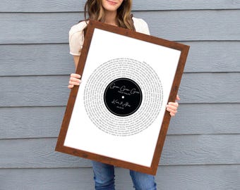 Framed First Dance Song Lyrics Print, Personalized Anniversary Gift