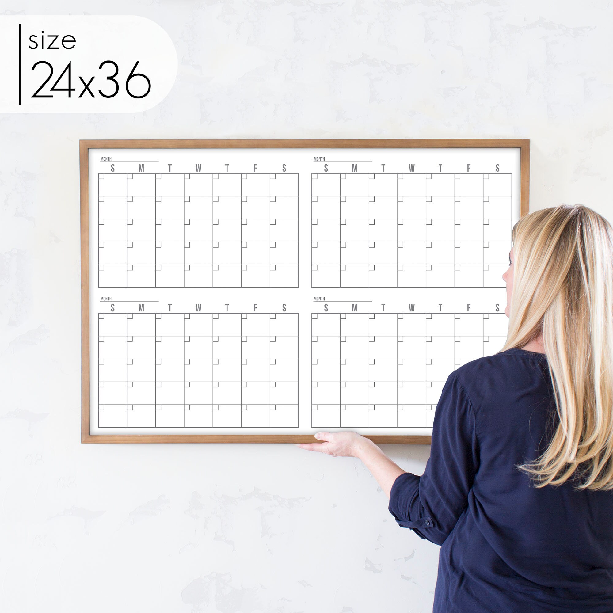 4 Month Minimalist Dry Erase Whiteboard Calendar 36 X - Etsy