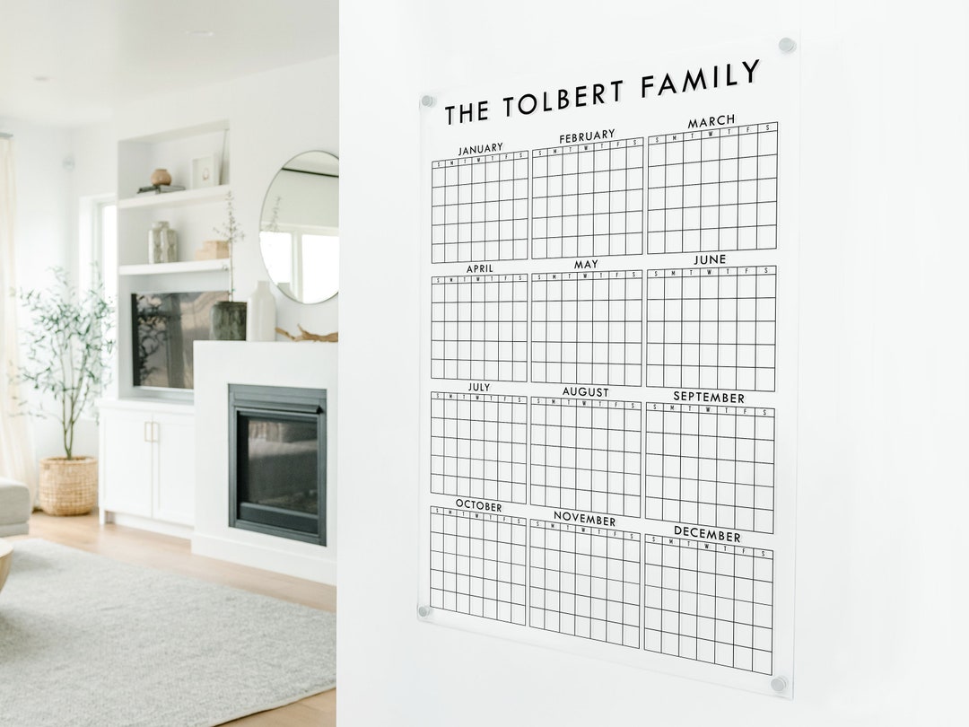 Personalized Year Wall Calendar, Vertical Yearly Calendar With ...