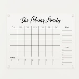 Monthly Acrylic Calendar with Week View | Monthly Weekly Calendar | Dry Erase Family Command Center | Personalized Acrylic Calendar