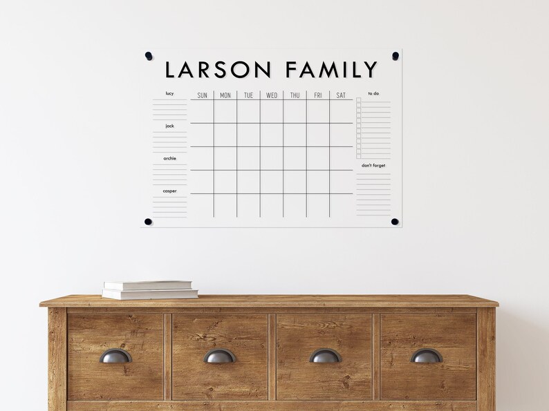 Large Acrylic Family Calendar Dry Erase Family Command Etsy