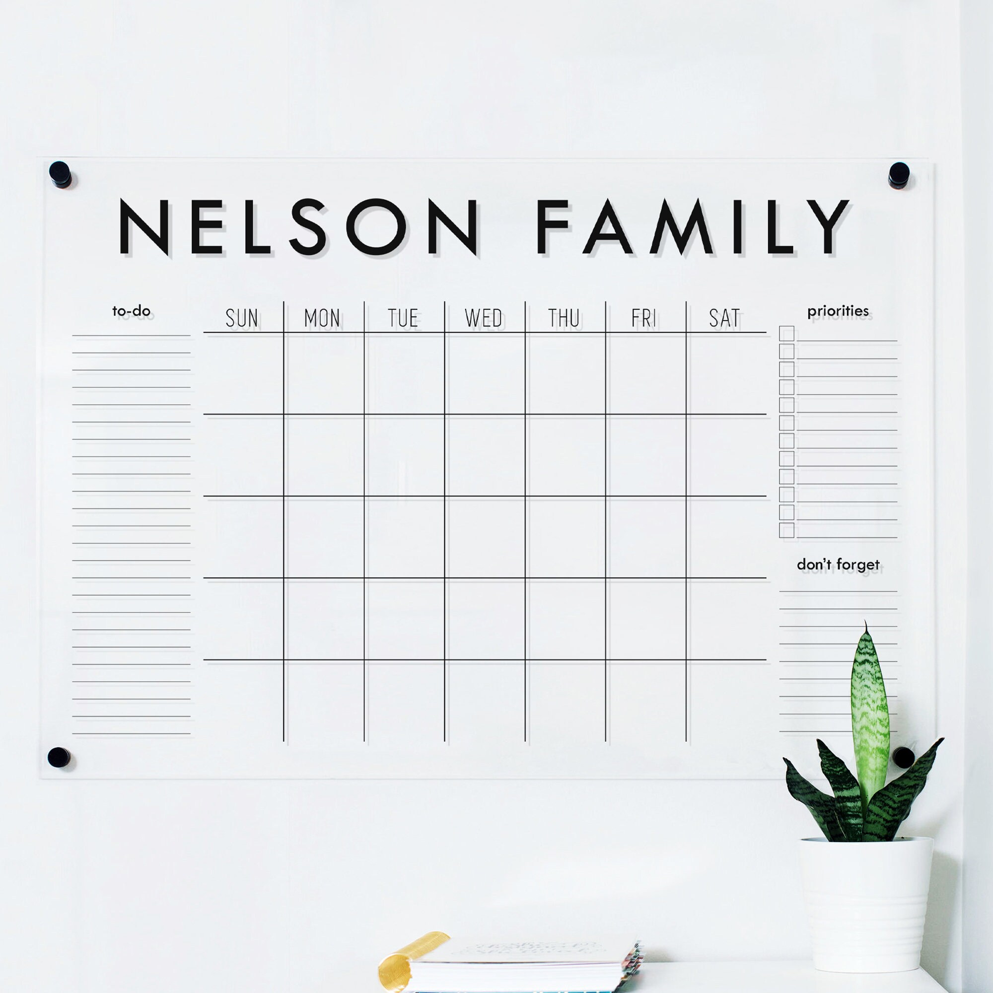 Large Acrylic Calendar Dry Erase Monthly Acrylic Wall | Etsy