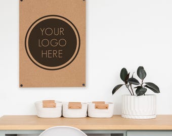 Custom Logo Cork Board for Wall, Custom Bulletin Board for Business, 1/2" Thick w/ Standoffs, Custom Sizes & Shapes, Full Color Logo/Design